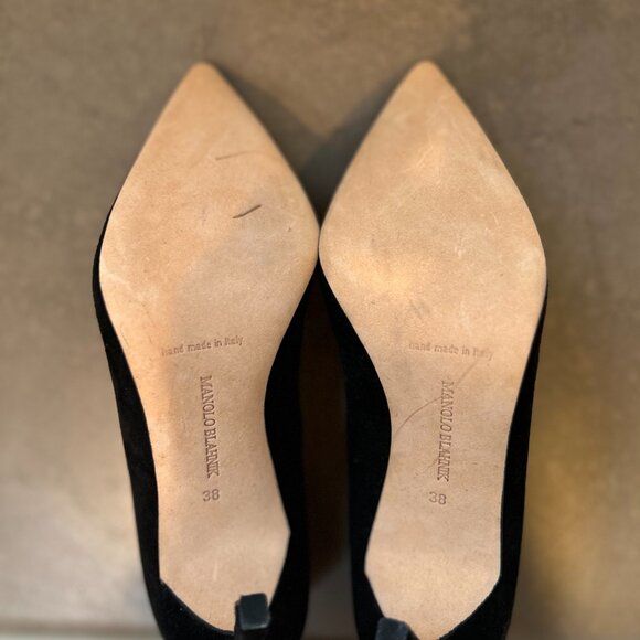 Manolo Blahnik BB Black Suede Pointed Toe Pumps Size EU 38 - Picture 3 of 9